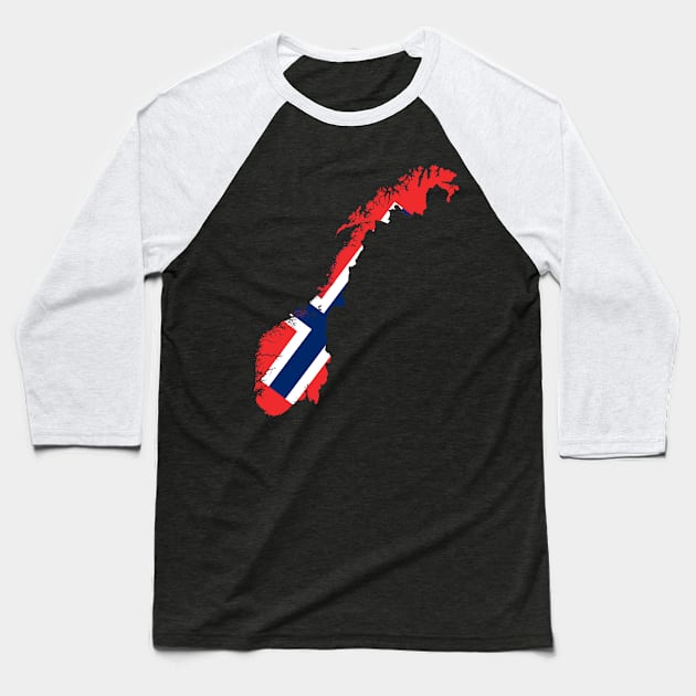 Norway Flag Map Baseball T-Shirt by Historia